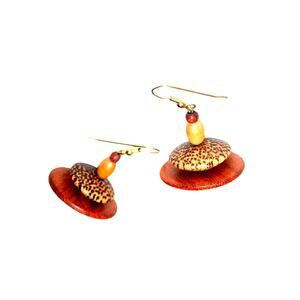 Vintage Natural Woman Wood Bead Saucer Earrings